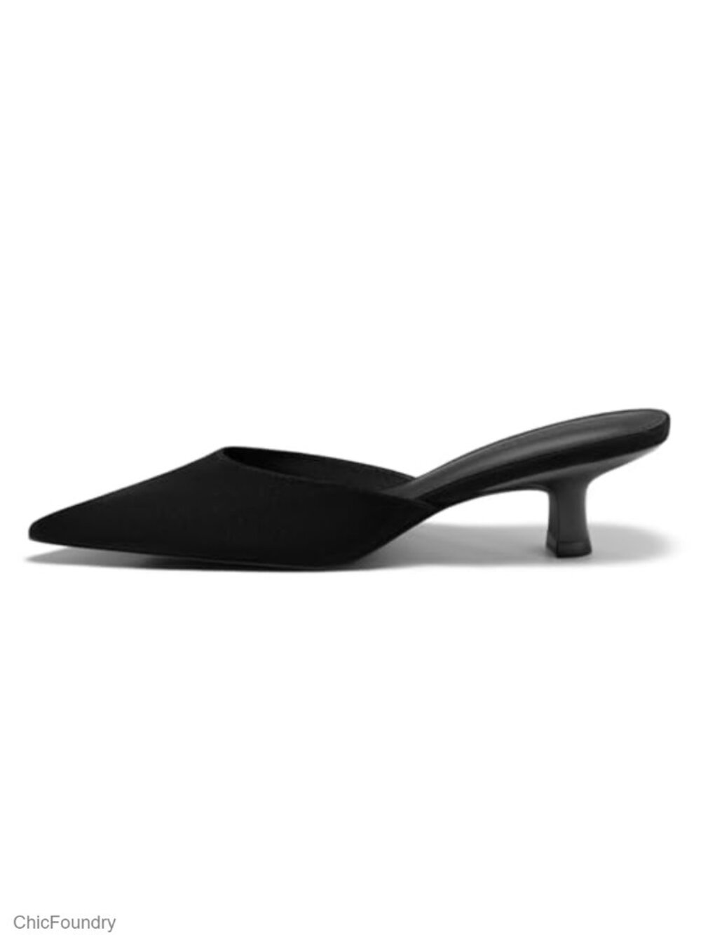 Coutgo Womens Kitten Low Heels Mules Closed Pointed Toe Pumps Slip On Backless